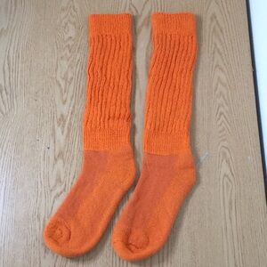 #4 New/Customer Return HOOTERS Girl PEAVEY XL Length SCRUNCHIE SOCKS Orange O/S